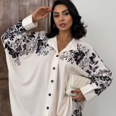 Ensemble Crème – Élégance florale oversize