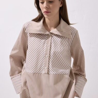 chemise longue rayée face