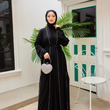 abaya femme noire chic face 2