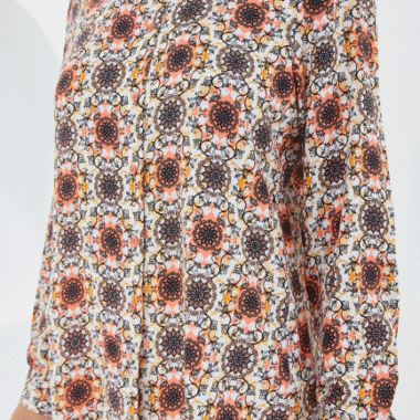 chemise à motifs graphiques femme – détails tissu - orange