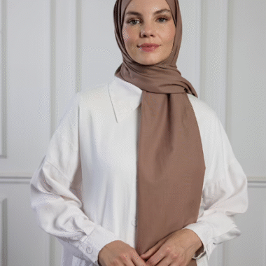 Hijab Coton Pur Brun Taupe – Maison Haya