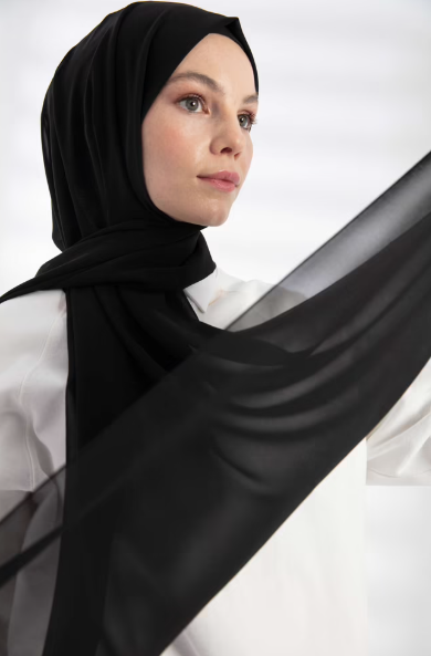 Hijab Mousseline Noir – Maison Haya