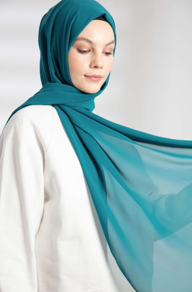 Hijab Mousseline Turquoise – Maison Haya