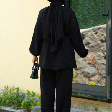 ensemble hijab double pièce chic femme dos