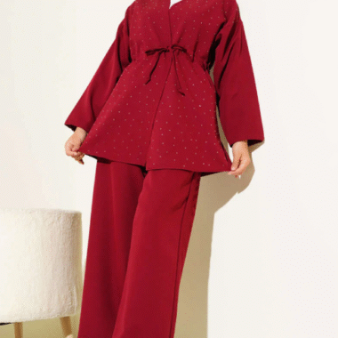 ensemble kimono abaya femme bordeaux chic