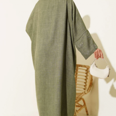 ensemble kimono femme couleur vert kaki chic dos