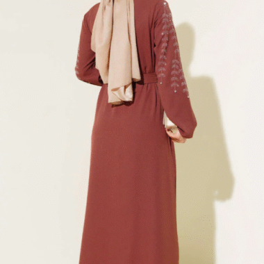 robe longue abaya femme bordeaux moderne dos